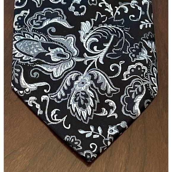 Ferre Massino Black Gray Hand Made 100% Silk Made In China Long - Picture 1 of 9